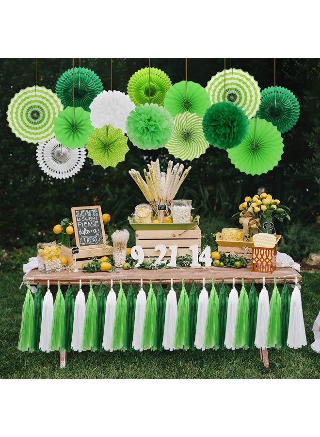 موردلي زينة حفلات خضراء، مراوح ورقية معلقة، كرات صوفية، زهور، أكاليل مناديل ورقية، شرابات للتخرج، عيد القديس باتريك، حفلة جولف، حفلة في الغابة، حفلات أعياد ميلاد ديناصورات - Image 4